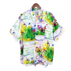 JAMS WORLD Vintage Shirt Tropical Floral Buffet Hawaiian Button